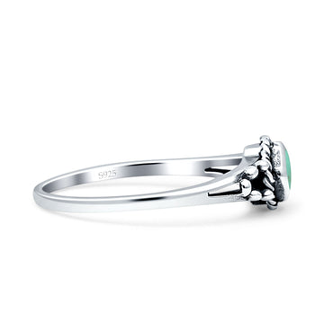 Princess Vintage Style Thumb Ring Fashion Oxidized Simulated Turquoise Solid 925 Sterling Silver